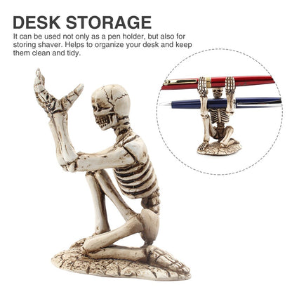 For Shaver Portable Desk Organizer Pen Holder Office Resin Skeleton Storage Rack Ornaments Home Decor Bathroom Stationery Craft